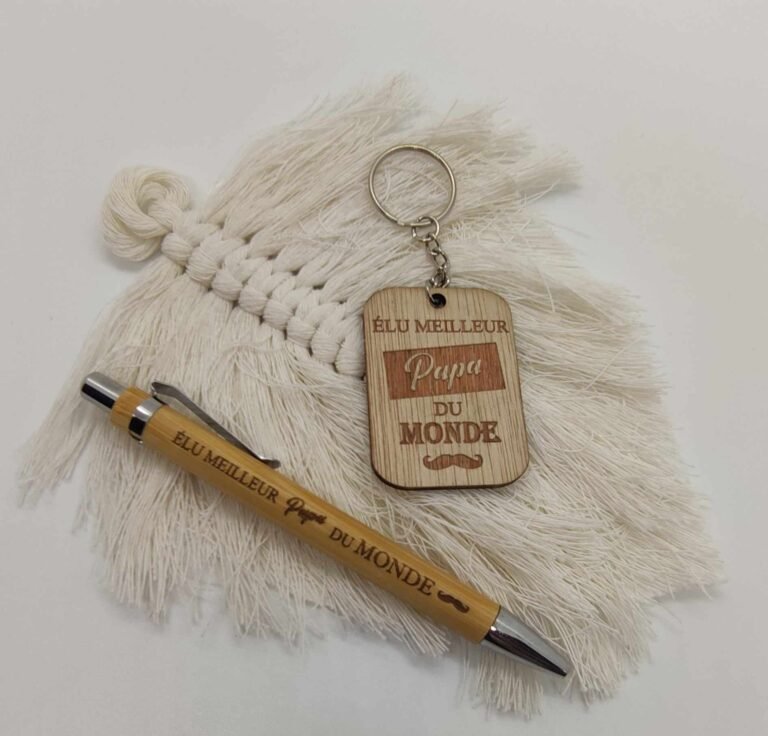 Porte-clés et Stylo Personnalisés "Élu super papa"