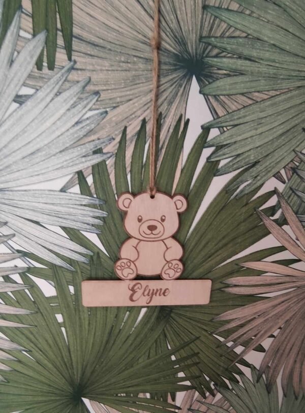 Plaque de Porte Ourson en bois - Prénom Personnalisable – Image 2