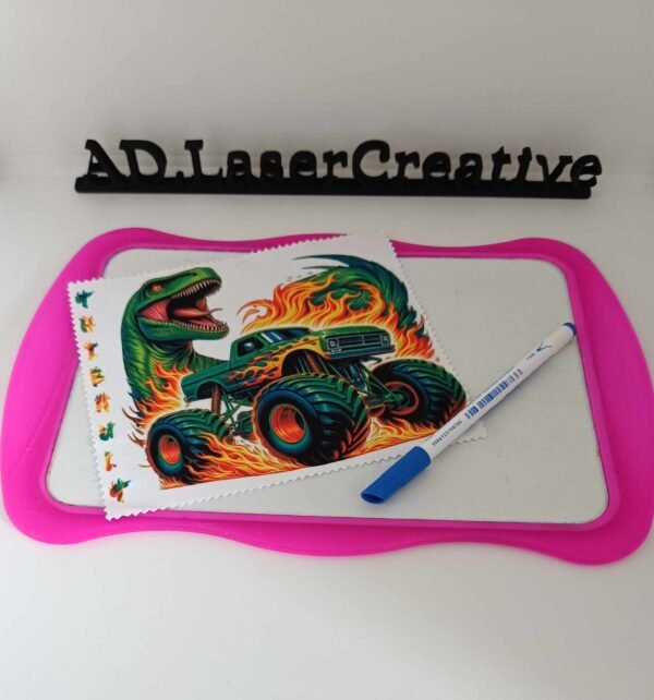 Chiffon personnalisé multi-usage : Lunettes /Tablette /Ardoise Dinosaure Monster Truck