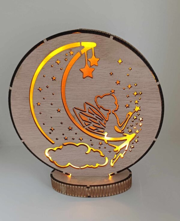 Veilleuse Enfant Fée Étoilée personnalisée - Décoration Unique pour Chambre | Lampe en Bois – Image 2
