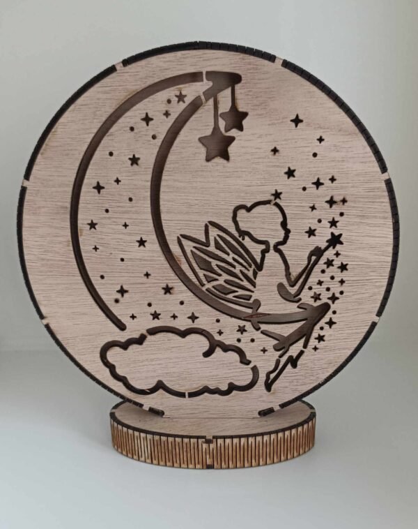 Veilleuse Enfant Fée Étoilée personnalisée - Décoration Unique pour Chambre | Lampe en Bois – Image 3