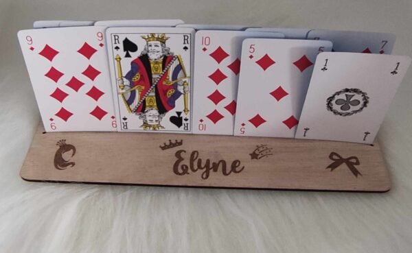 Support jeu de cartes en bois personnalisable – Motifs Princesse Love