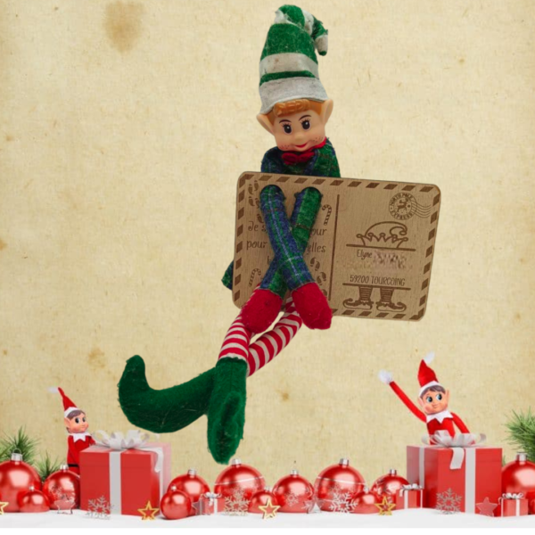 Carte postale personnalisée - Arrivée du lutin farceur avec prénom et texte, prête à intégrer le lutin – Image 2