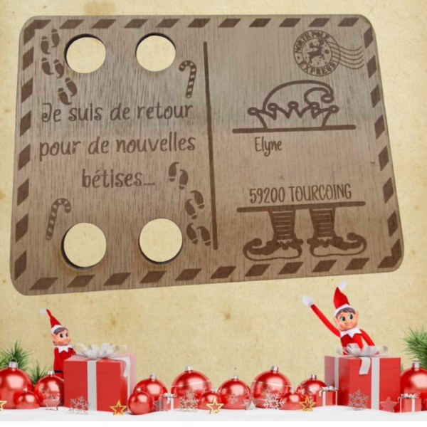 Carte postale personnalisée - Arrivée du lutin farceur avec prénom et texte, prête à intégrer le lutin – Image 3